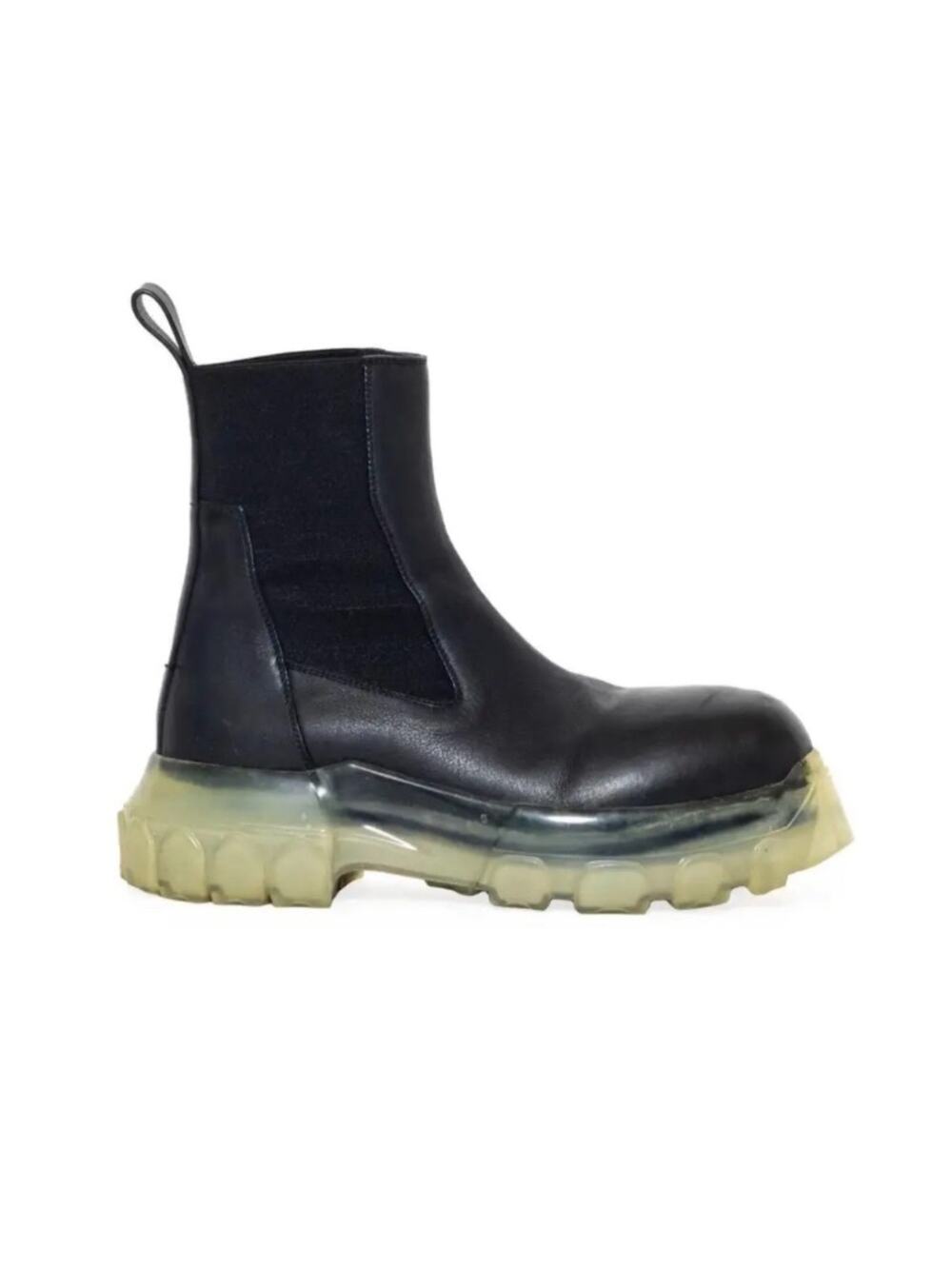 Rick Owens SS21 Beatle Bozo Tractor Boots IT 38 Black Leather Ankle Rubber Sole